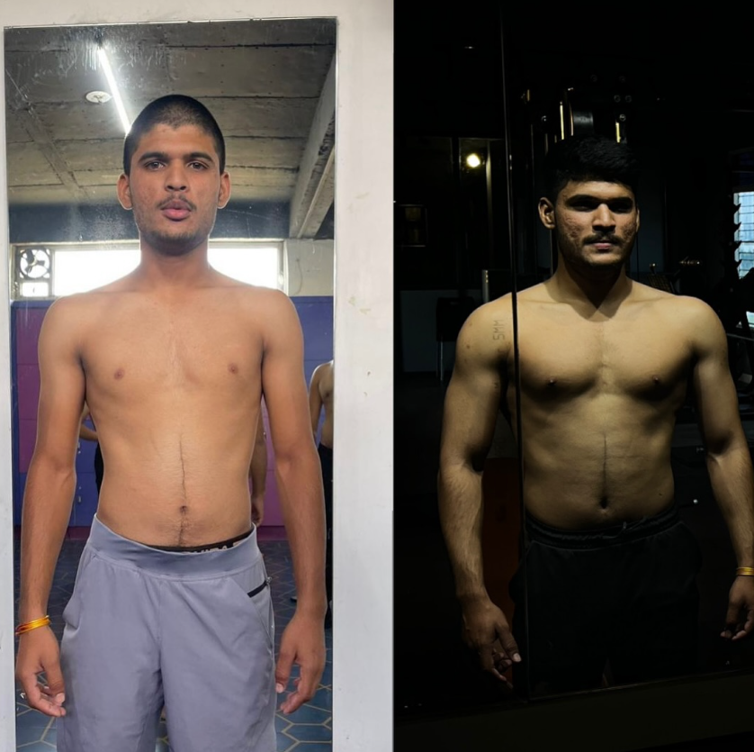 Male muscle gain transformation